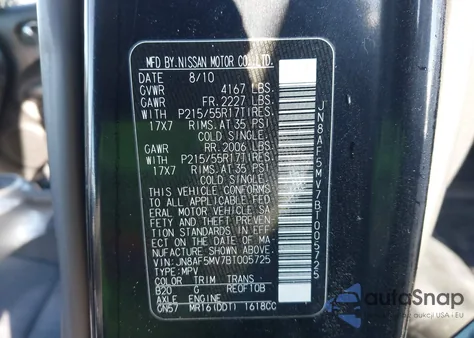 2011 Nissan Juke Sv из США, поврежденный, VIN JN8AF5MV7BT005725